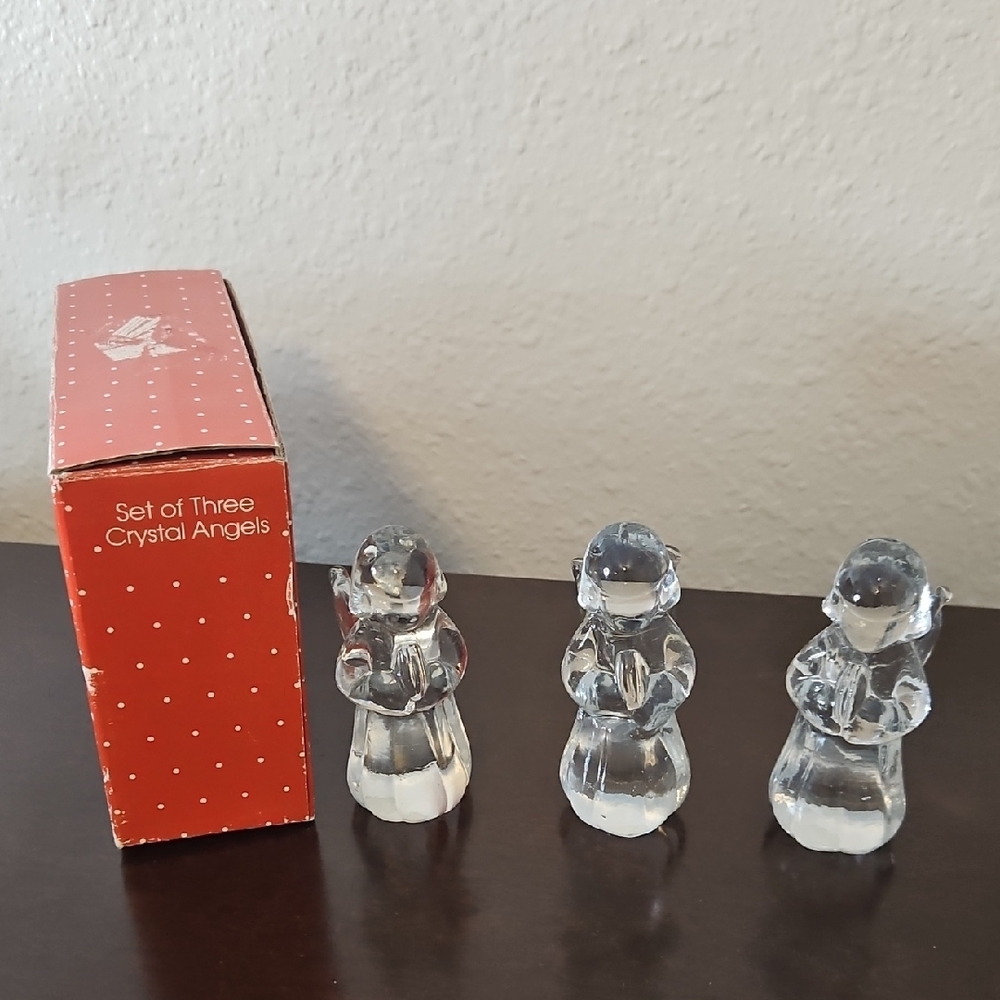 All The Trimmings Crystal Angel Figurines Set of Three.